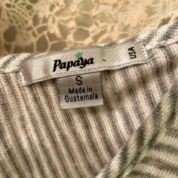 Papaya Grey/White Striped Tank Top w/Lace Back - Picture 4 of 4